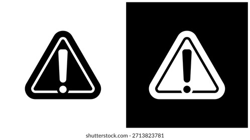 Icono De Señal De Advertencia Fijado En Fondo Blanco Y Negro