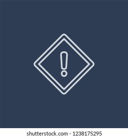 Warning sign icon. Trendy flat vector line Warning sign icon on dark blue background from traffic sign collection. 