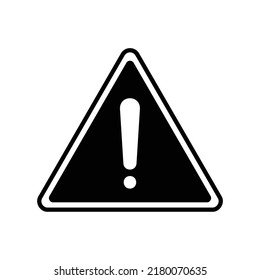 Warning sign icon with triangle and exclamation mark, in black solid style