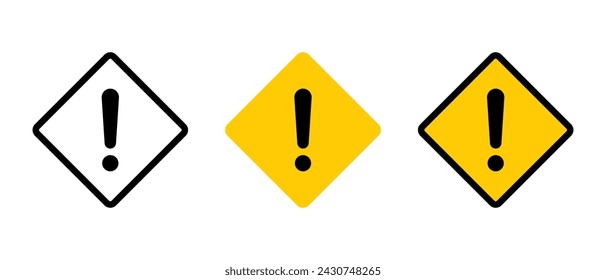 Warning sign icon vector. Exclamation mark symbol on square. Road symbol