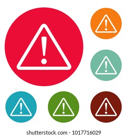 Warning sign icons circle set vector isolated on white background