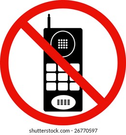 Warning sign indicating cell phones not allowed