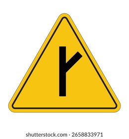 Warnschild, das die Gabel auf der Straße anzeigt, mit einem markanten Symbol