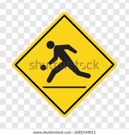 Warning sign indicating playground ahead with transparent background