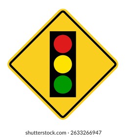a warning sign indicating that there is a traffic light ahead