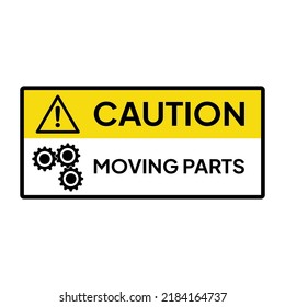 Señal de advertencia para industrial.  Precaución por las partes en movimiento.
