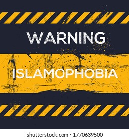 Warning sign (Islamophobia), vector illustration.