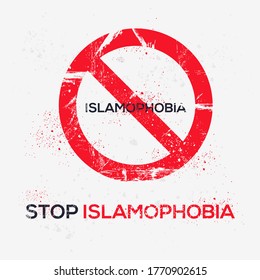Warning sign (Islamophobia), vector illustration.
