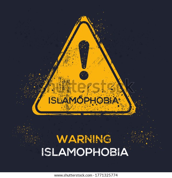Warning sign\
(Islamophobia), vector\
illustration.