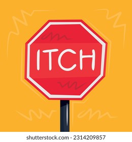 Warning sign (itch), vector illustration.