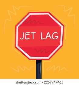 Signo de advertencia (jet lag), ilustración vectorial.