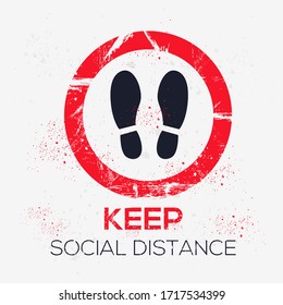 Warning sign (keep social distance), vector illustration.