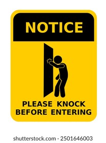 warning sign to knock on the door before entering