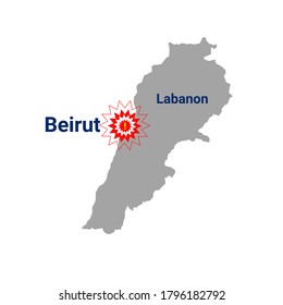 Warning sign and labanon map on white backgroud,vector