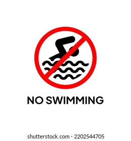 Warning sign or label for industrial.  Caution for no swimming.