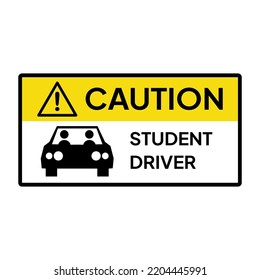 Signo de advertencia o etiqueta para industrial.  Precaución o aviso para el conductor estudiantil.
