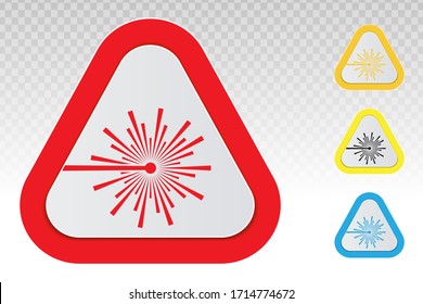 Warning sign - laser beam ray vector flat icon on a transparent background