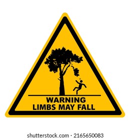 Warning sign : limbs may fall. Warning, hazard sign vector