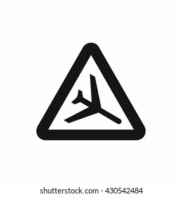 Warning sign of low flying aircraft icon