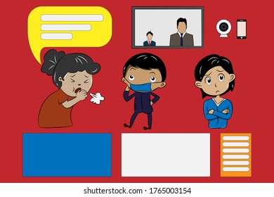 Warning sign
Maintain spacing to avoid touching
Use social media to work.