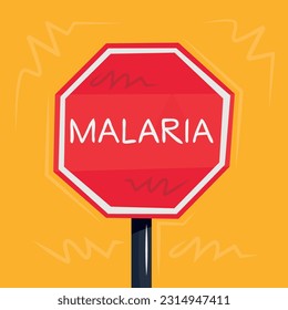 Warning sign (Malaria), vector illustration.