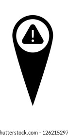 warning sign and map pin. logo concept. Designed for your web site design, logo, app, UI. triangle and exclamation mark