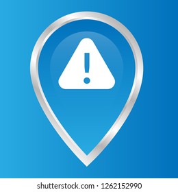 warning sign and map pin. logo concept. Designed for your web site design, logo, app, UI. triangle and exclamation mark