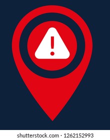 warning sign and map pin. logo concept. Designed for your web site design, logo, app, UI. triangle and exclamation mark