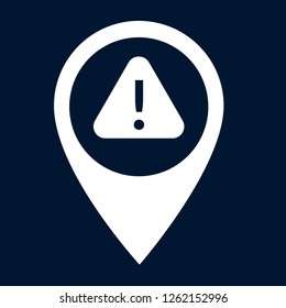 warning sign and map pin. logo concept. Designed for your web site design, logo, app, UI. triangle and exclamation mark
