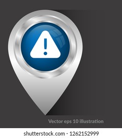 warning sign and map pin. logo concept. Designed for your web site design, logo, app, UI. triangle and exclamation mark