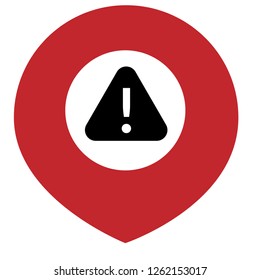 warning sign and map pin. logo concept. Designed for your web site design, logo, app, UI. triangle and exclamation mark