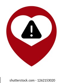 warning sign and map pin. logo concept. Designed for your web site design, logo, app, UI. triangle and exclamation mark