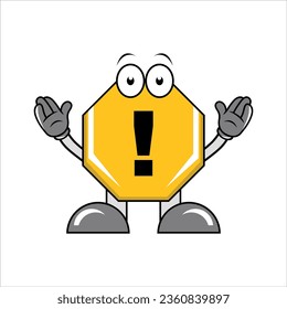 warning sign mascot vector design
