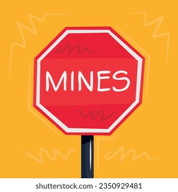 Warning sign (Mines), vector illustration.