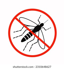 Warning sign mosquito, no mosquito, stop mosquito sign.campaign to prevent dengue fever.