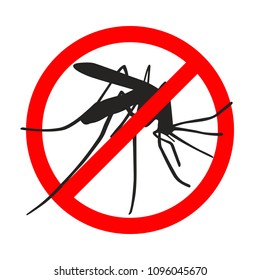 Warning sign mosquitoes, prohibited sign. Symbol for informational and institutional sanitation and related care