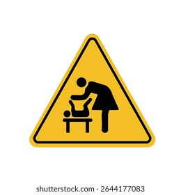  Warning sign mother is changing diaper for baby Sign mother and baby in toilet Suitable for posters and web icons