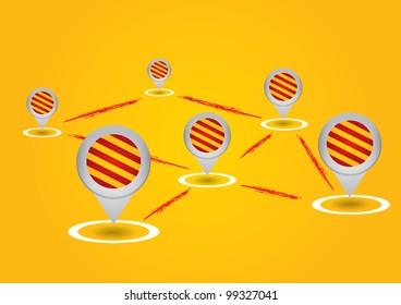 Warning sign network - abstract vector template layout