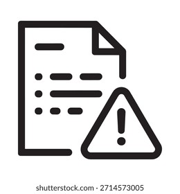 Signo de advertencia junto a un documento con líneas de estilo de contorno de texto