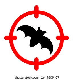 Warning sign no bat red colour target. Sign no bat prohibition for nipah virus or corona virus. Clip art printable vector illustration