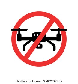 Warning sign no Drones, Sign prohibiting drone flights on a white background. Vector illustration