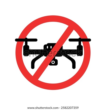 Warning sign no Drones, Sign prohibiting drone flights on a white background. Vector illustration