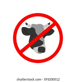 Warning Sign No meat allowed cow - vector