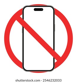 Señal de advertencia sin teléfono. No hay teléfonos celulares. Símbolos de prohibición sin uso del teléfono. Concepto de advertencia. Ilustración vectorial