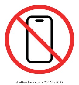 Señal de advertencia sin teléfono. No hay teléfonos celulares. Símbolos de prohibición sin uso del teléfono. Concepto de advertencia. Ilustración vectorial