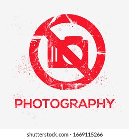  Warning sign (NO photography), vector illustration.