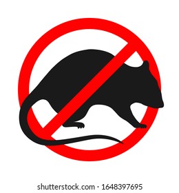 Warning sign no rats. Sign rats prohibition isolated on white background. Vector illustration