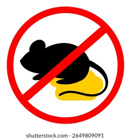 Warning sign no rats red colour. Sign no rat or rodent prohibition for hanta virus or leptospirosis. vector illustration