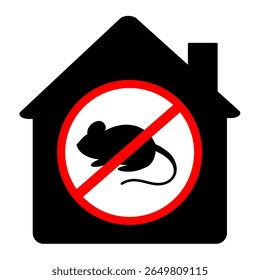 Warning sign no rats red colour in house. Sign no rat or rodent prohibition for hanta virus or leptospirosis. vector illustration