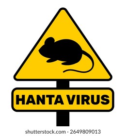 Warning sign no rats yellow colour. Sign no rat or rodent prohibition for hanta virus or leptospirosis. Clip art ector illustration